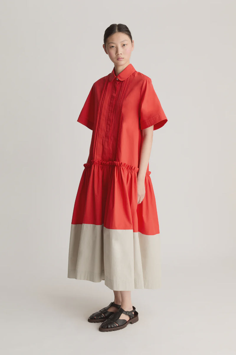 Lee Mathews Charlotte Spliced Dress | Red  Harry and Kit