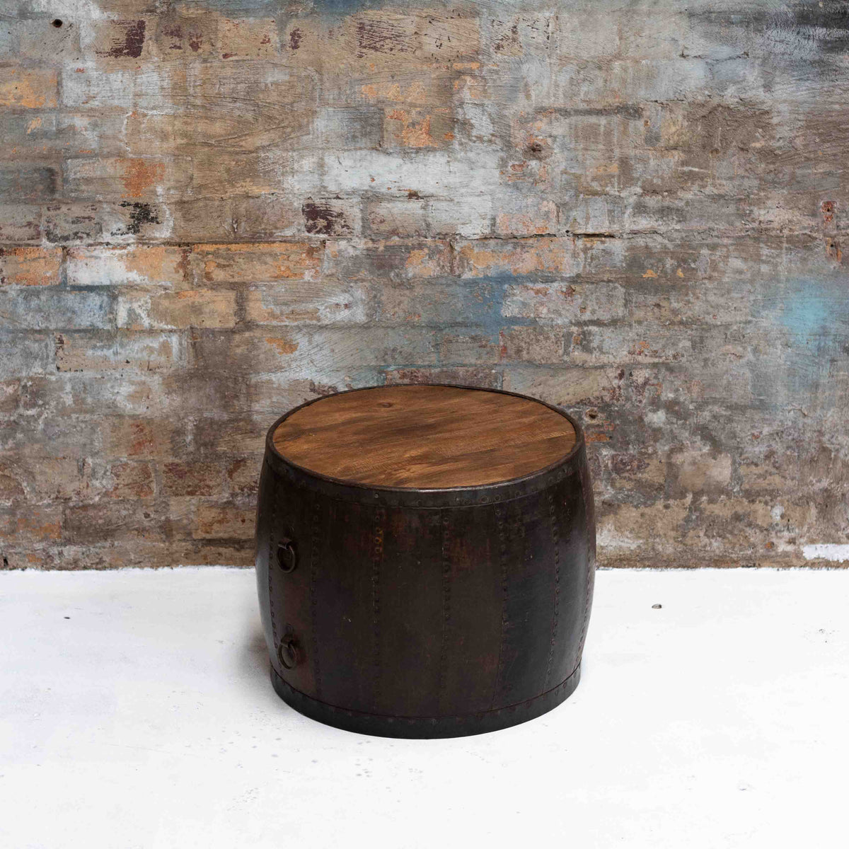 Indian Iron and Wood Drum Coffee Table Harry and Kit