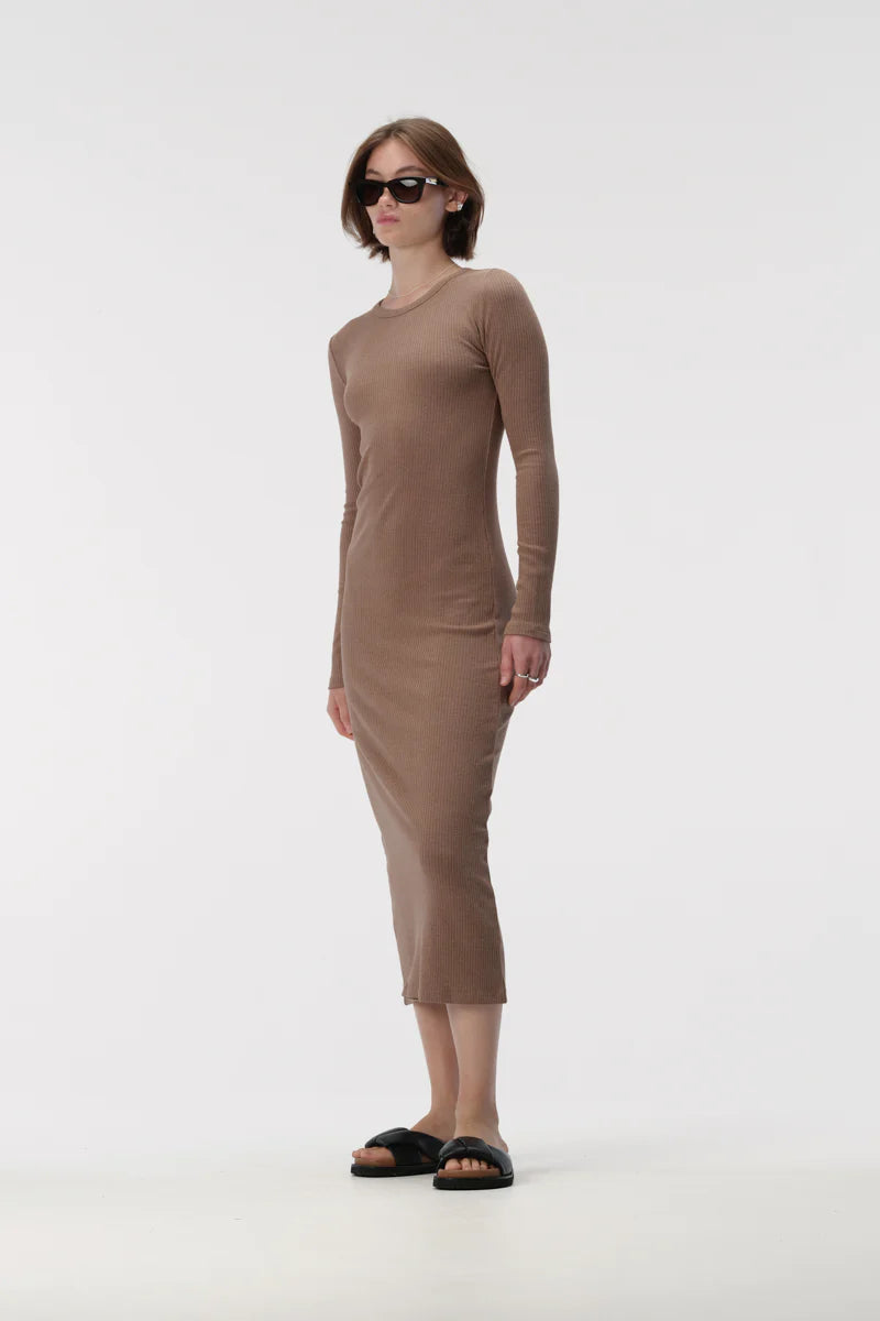elka collective brown dress Mina Brown Satin Maxi Dress main image 1