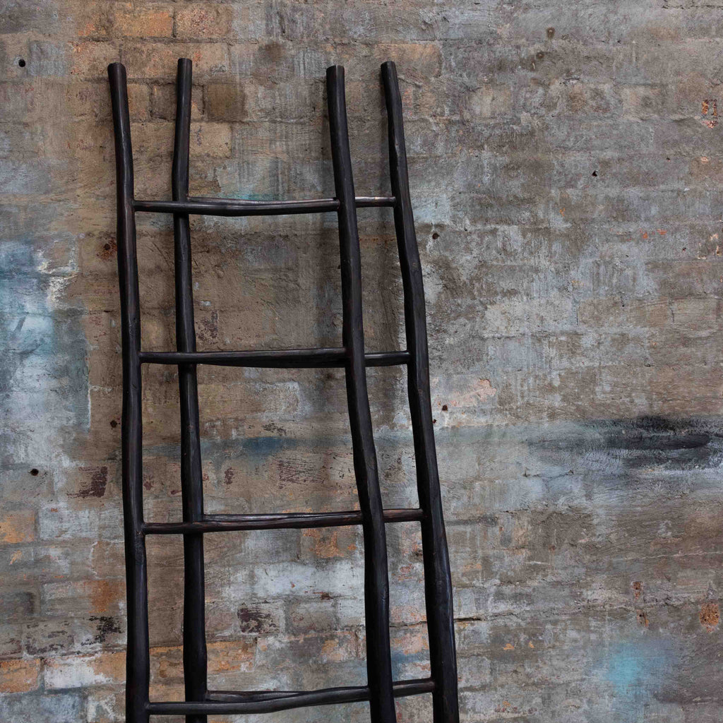 Natural Ladder Natural Teak Wood Ladder | Black – Harry and Kit