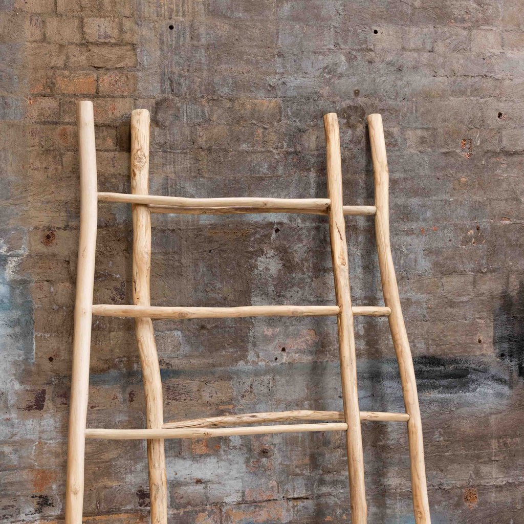 Natural Ladder Wide Natural Teak Wood Ladder | Natural – Harry and Kit