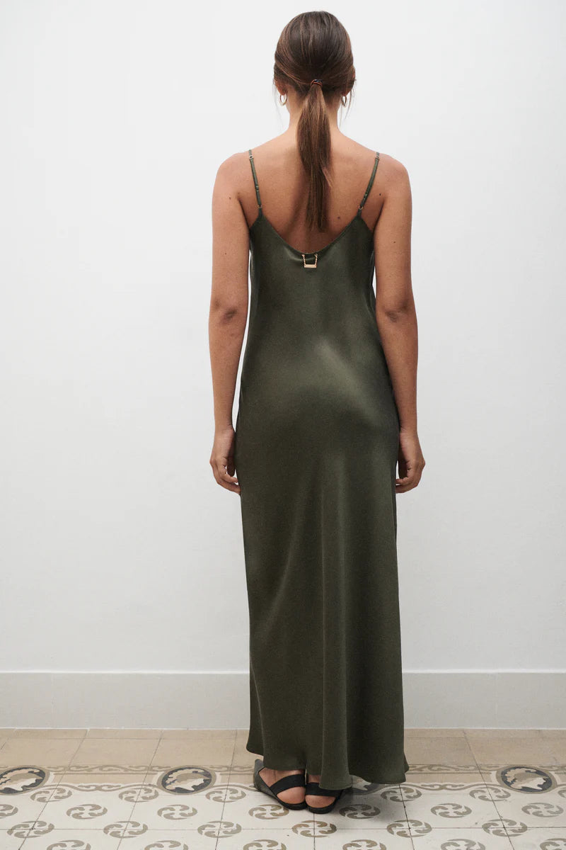 slim fit dress slacks Emerald Isle Green 90s Style Silk Slip Dress main image 1