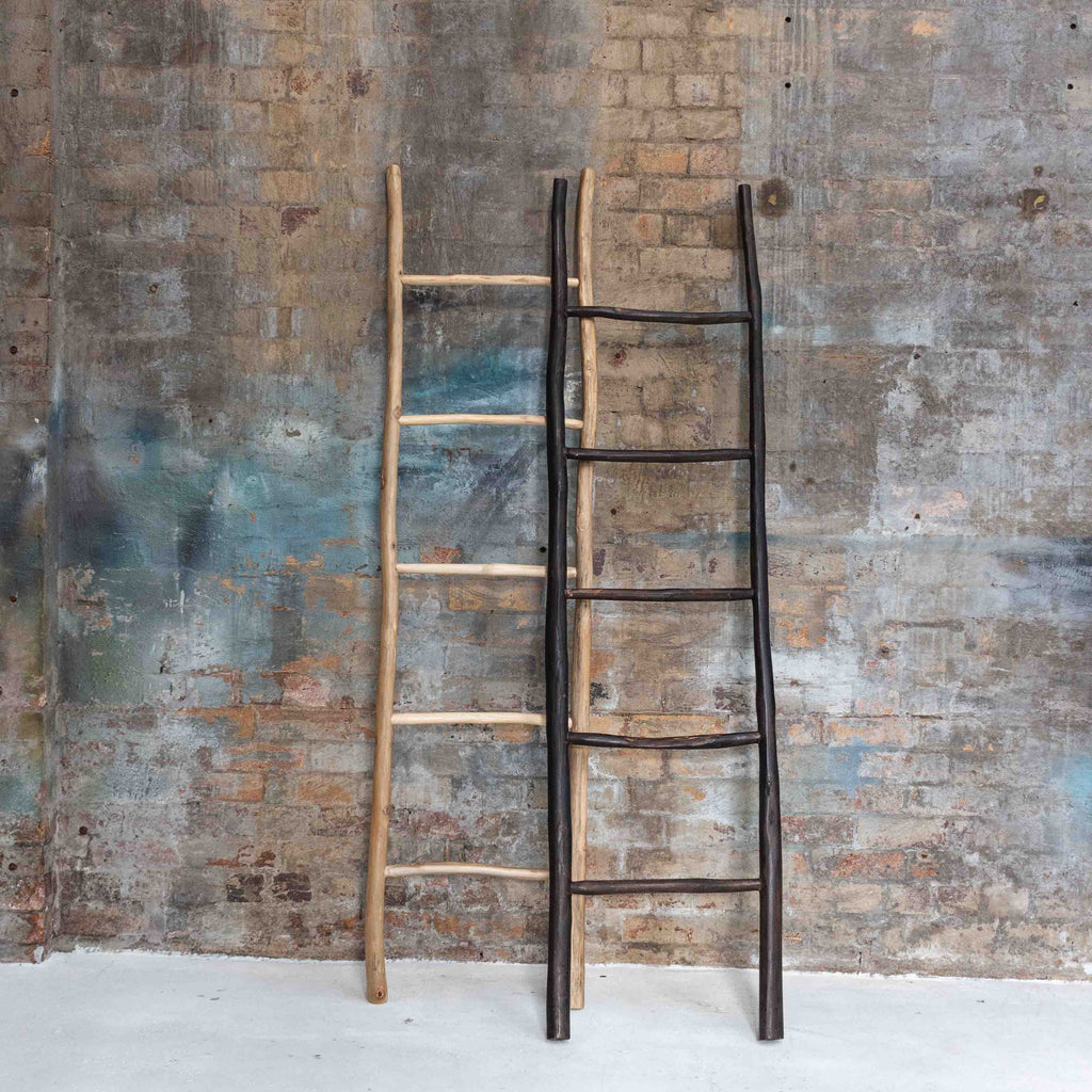 Natural Ladder Natural Teak Wood Ladder | Black – Harry and Kit