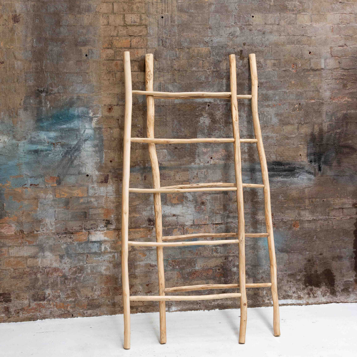 Natural Ladder Wide Natural Teak Wood Ladder | Natural – Harry and Kit